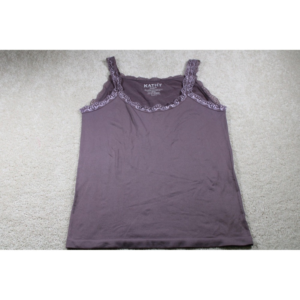 Kathy Curvy Y2K Tank Womens One Size Purple Lace Trim Sleeveless‎ Camisole VTG